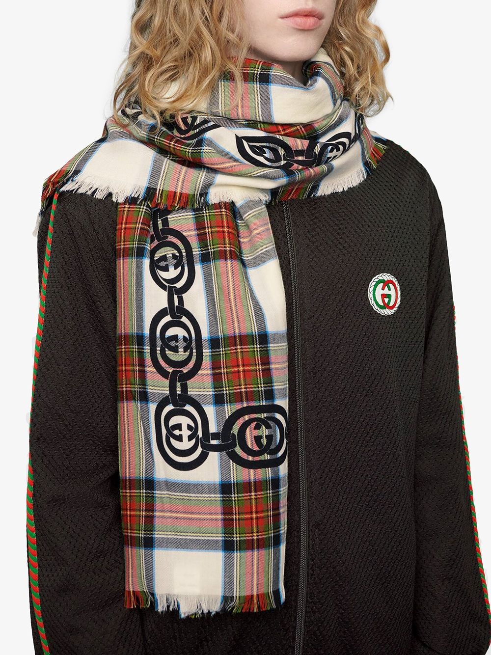 Interlocking G panel checked scarf - 2