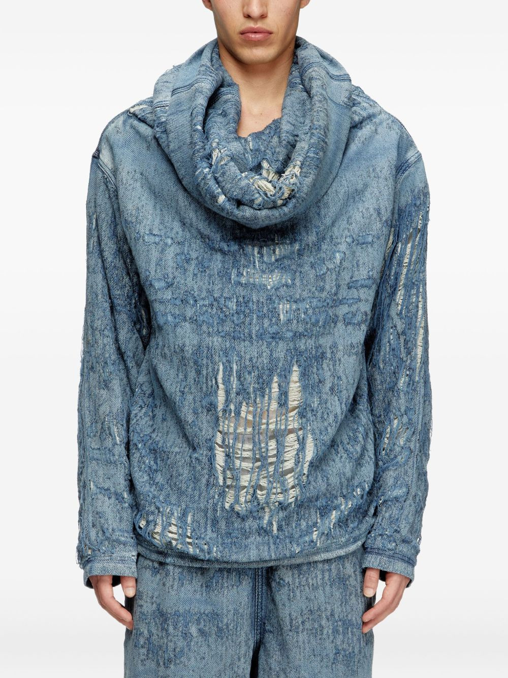 ripped denim sweatshirt - 3