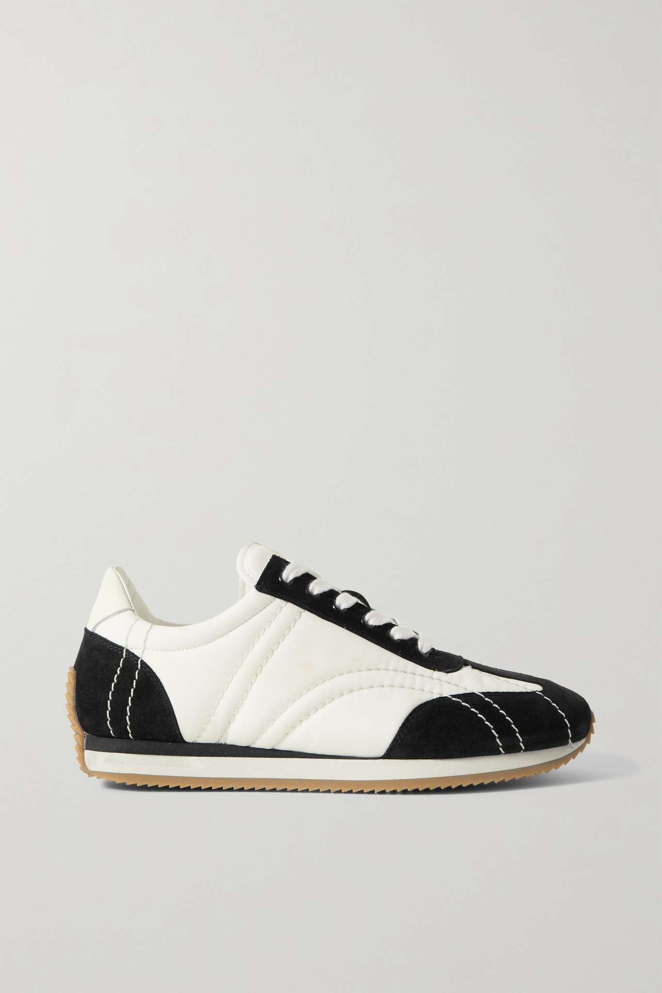 The Sport leather-trimmed suede and shell sneakers - 1