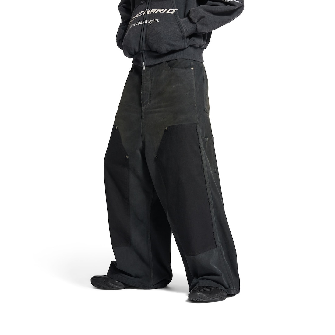 Men's Ripped Off Baggy Pants in Black/green/red - 5
