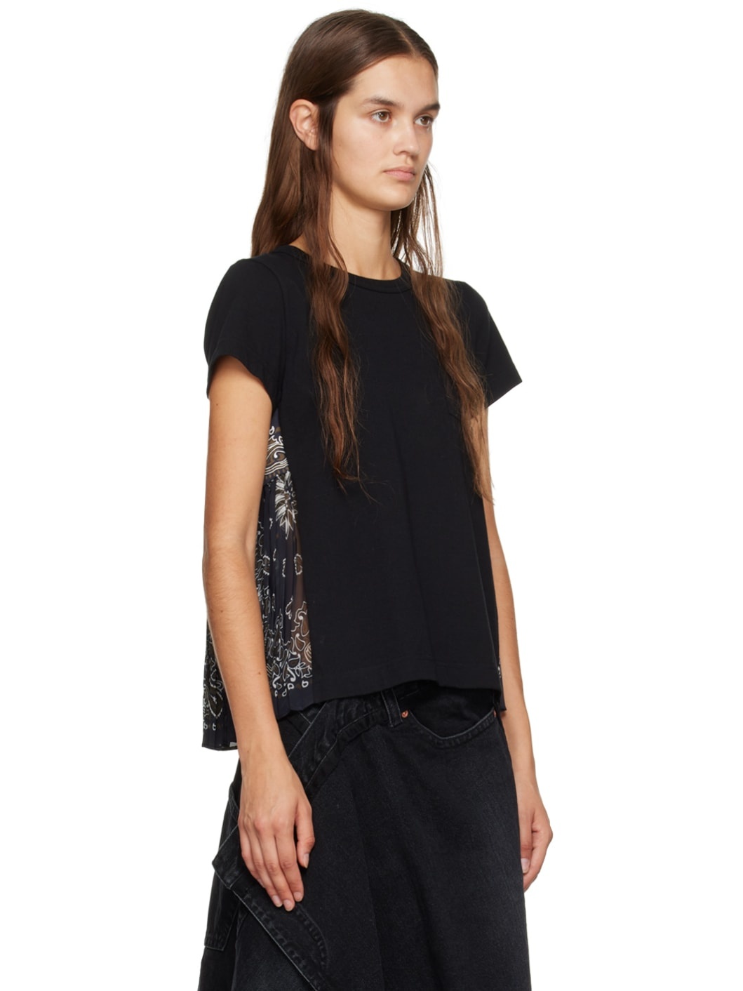 Black Pleated T-Shirt - 2