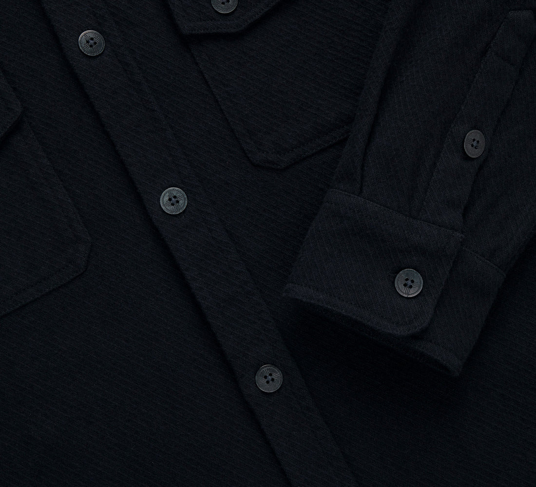 Crosscut Flannel - Black Cotton Twill - 4