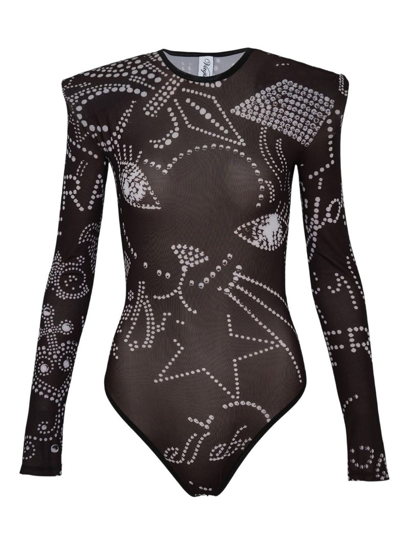 printed shoulder-pad top 1