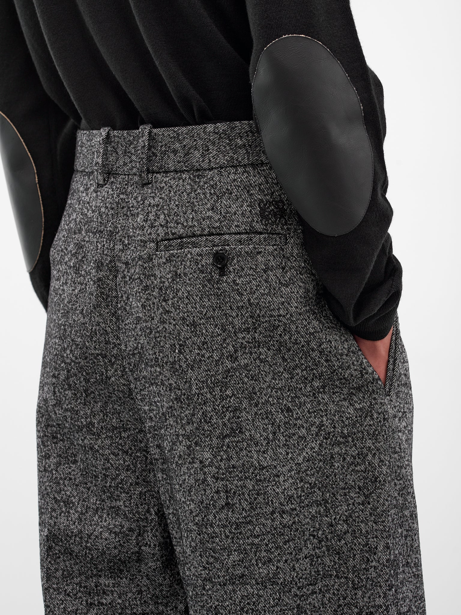 Gray Twill Wide Leg Trousers - 5