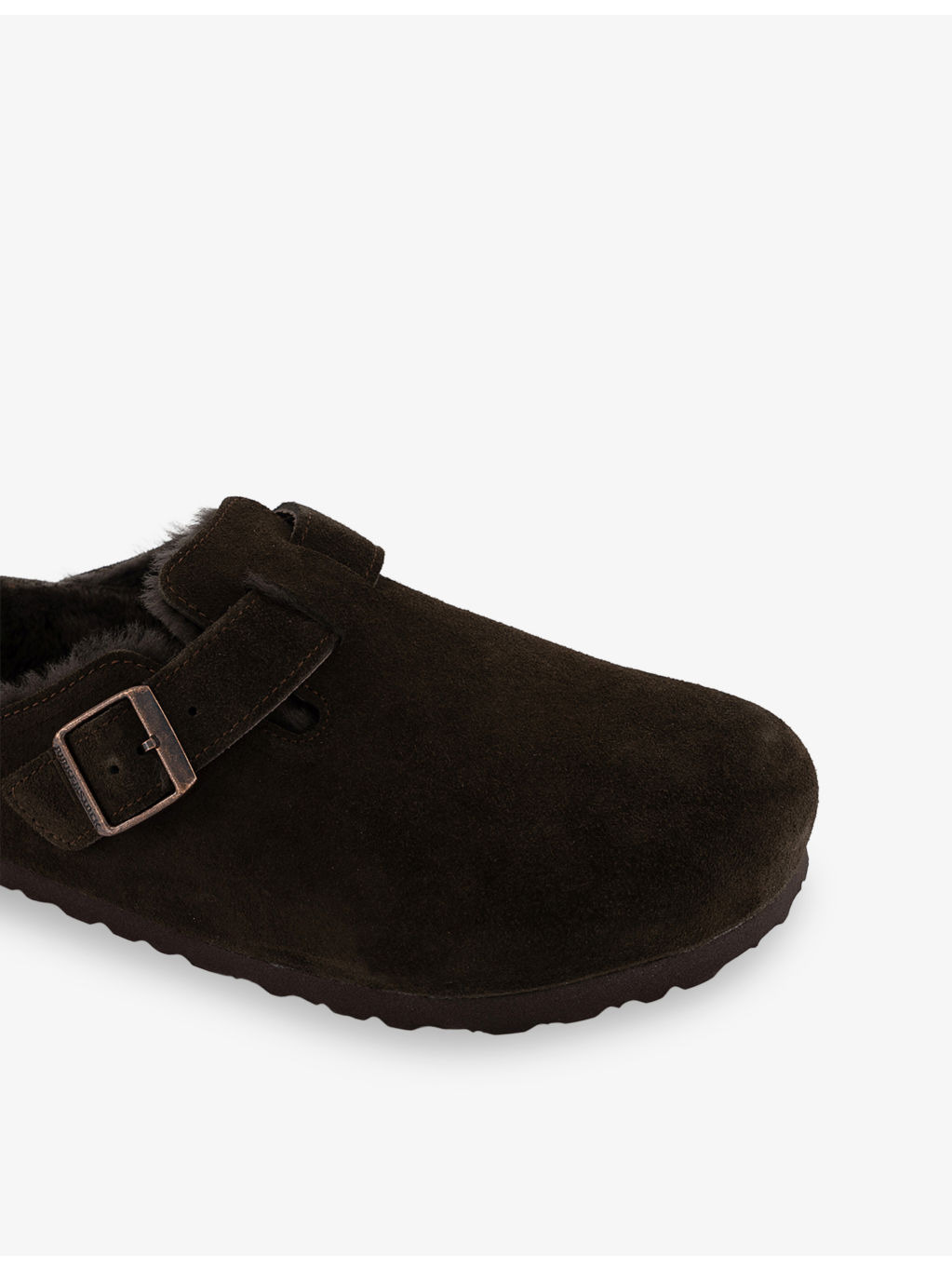 Boston logo-embossed shearling-lined suede clogs - 5