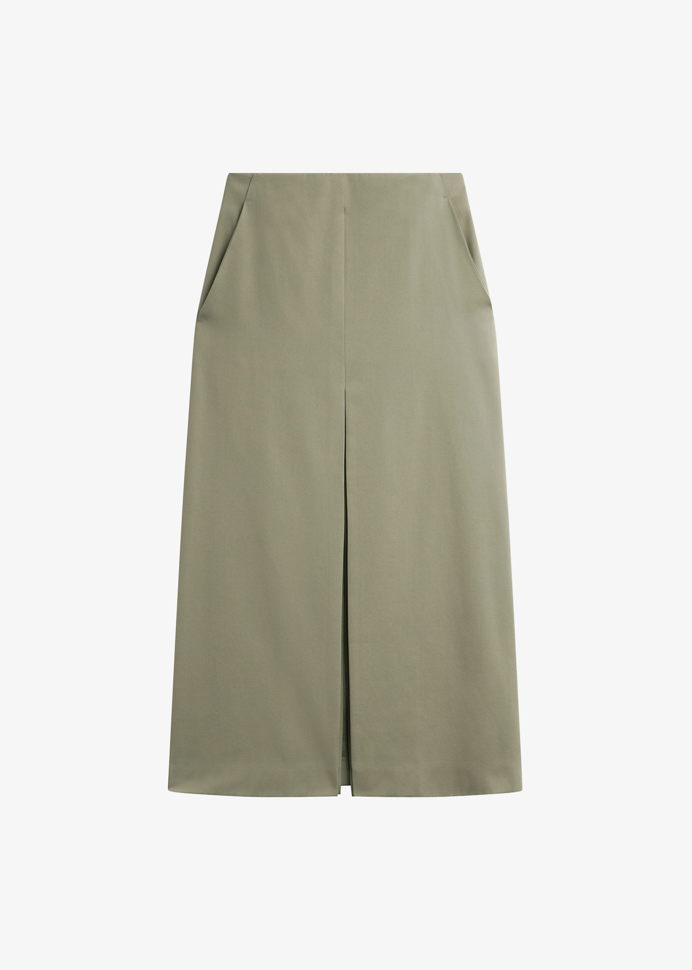 Lisle Front Slit Pencil Skirt - Pale Olive - 1