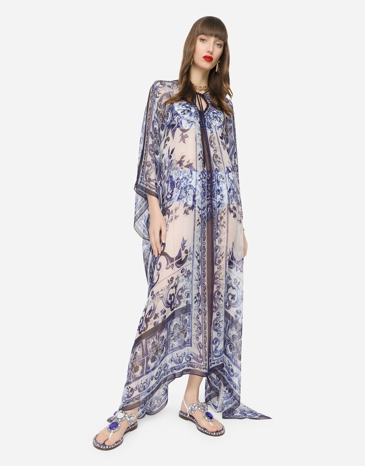 Majolica-print chiffon caftan - 5