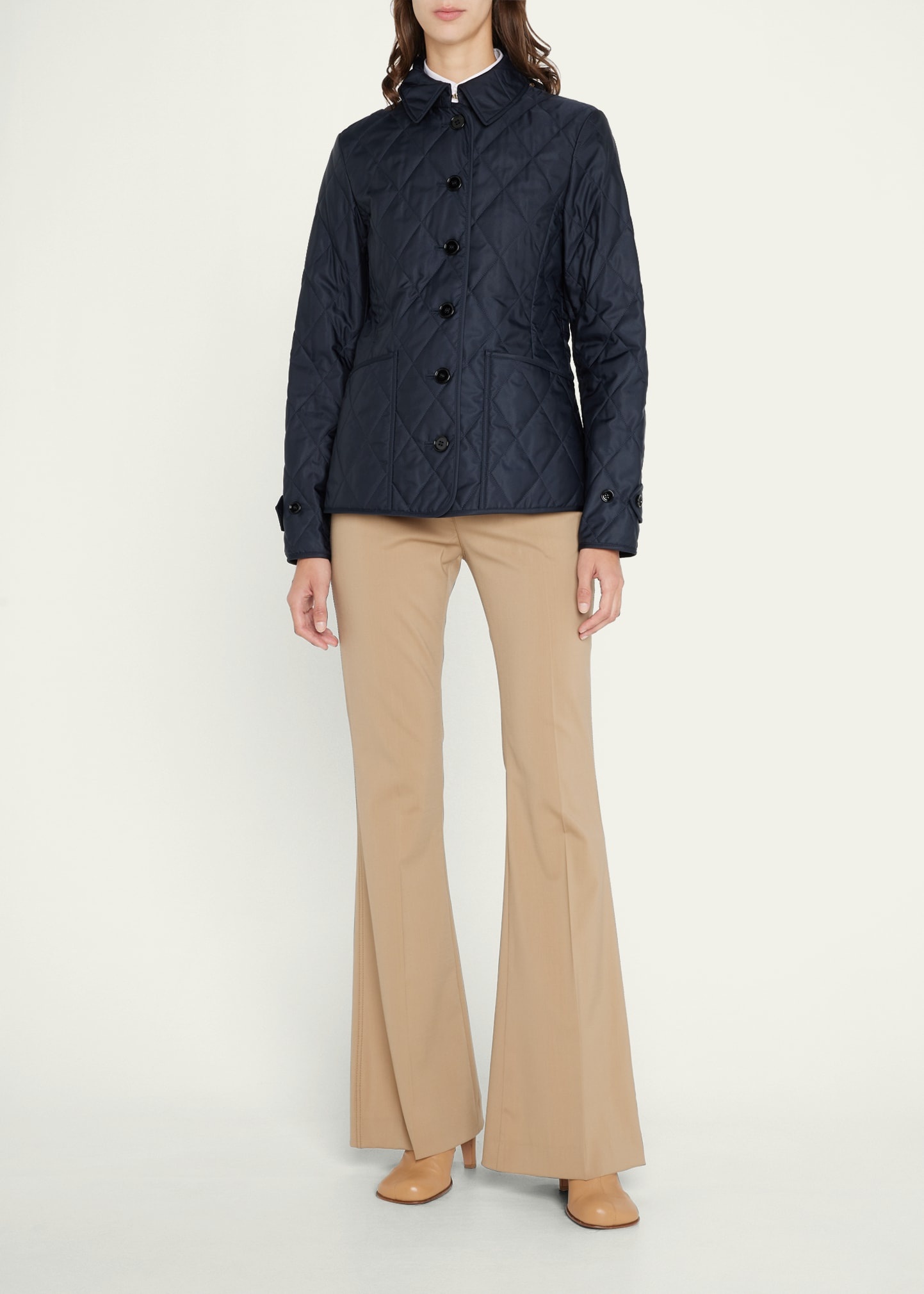 Collared Diamond Quilted Jacket - 2