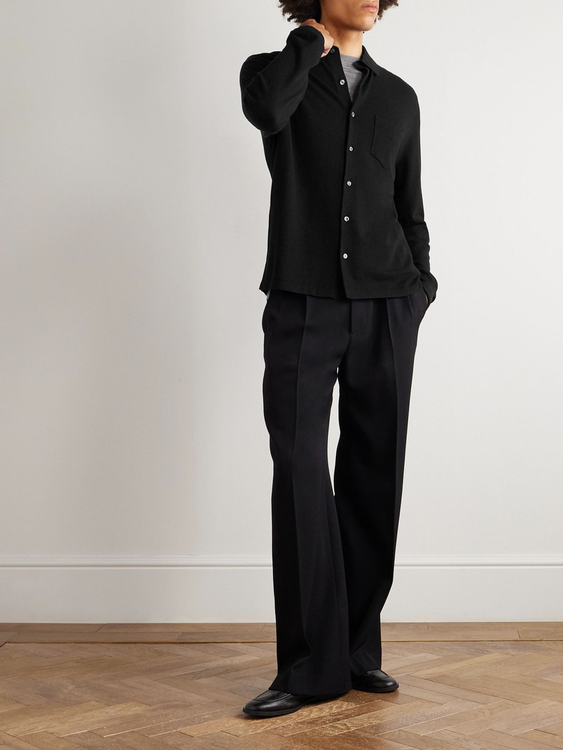 Ralph Lauren Silk and Cotton-Blend Piqué Cardigan Black outlook