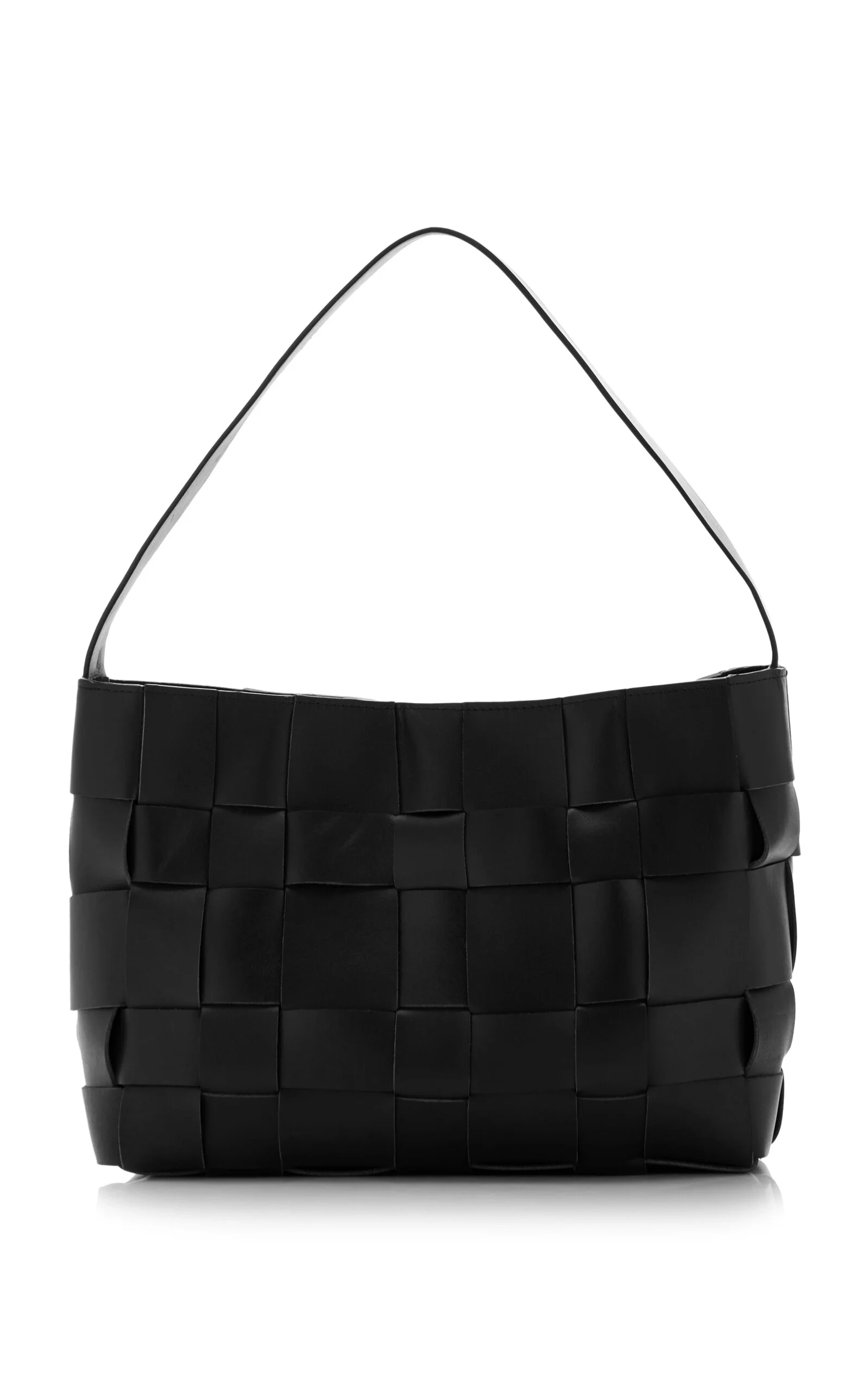 Woven Leather Shoulder Bag black - 1