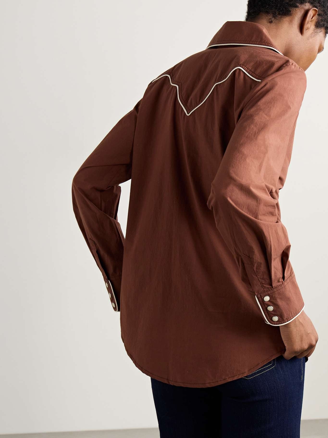 Hacia Puerto cotton-poplin shirt Chocolate - 4
