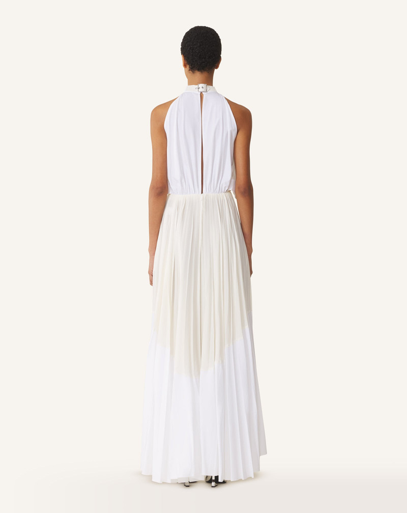 PLEATED DRESS IN CHARMEUSE AND COTTON 4