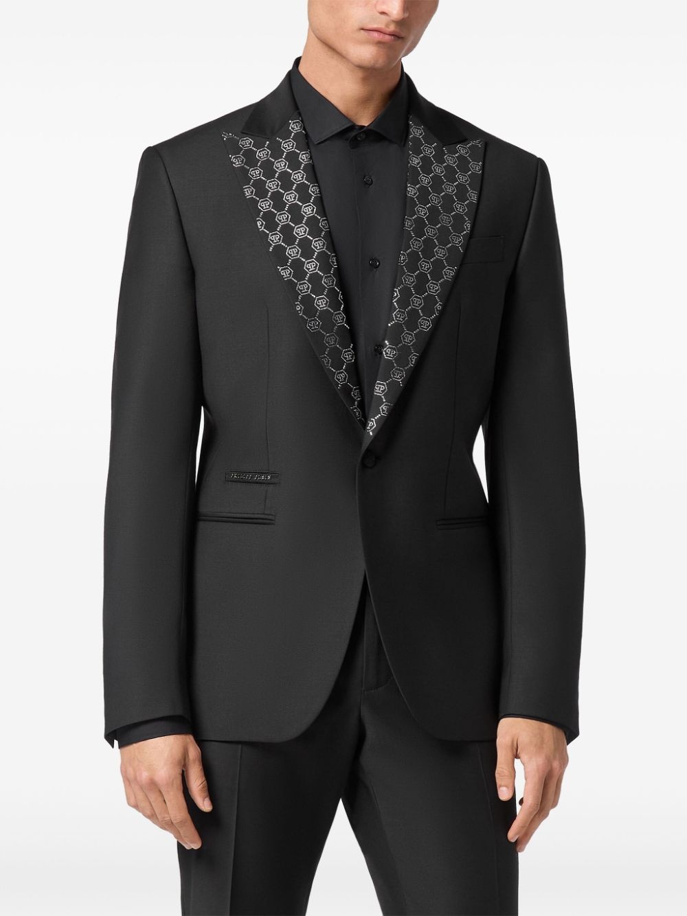monogram-pattern blazer - 3