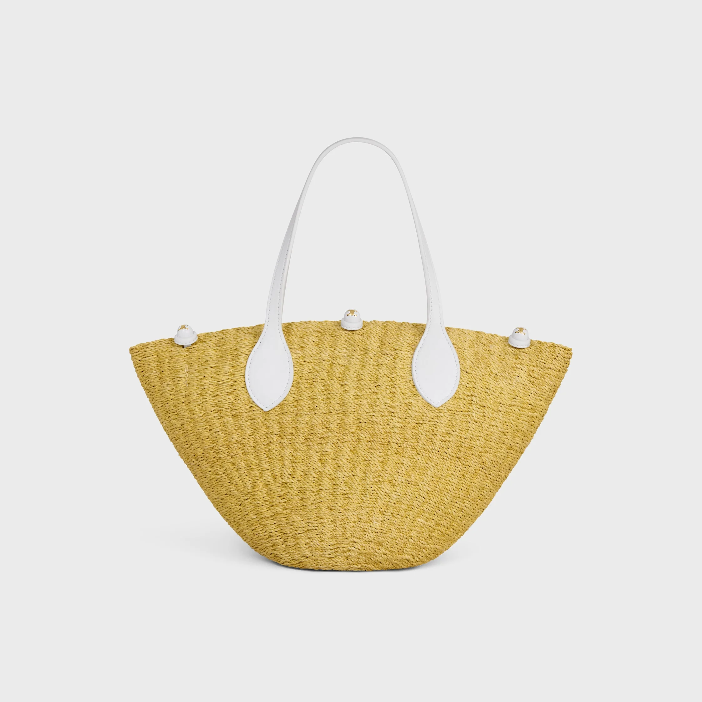 SMALL TRIOMPHE BEADS BASKET IN SISAL RAFFIA AND CALFSKIN - 1