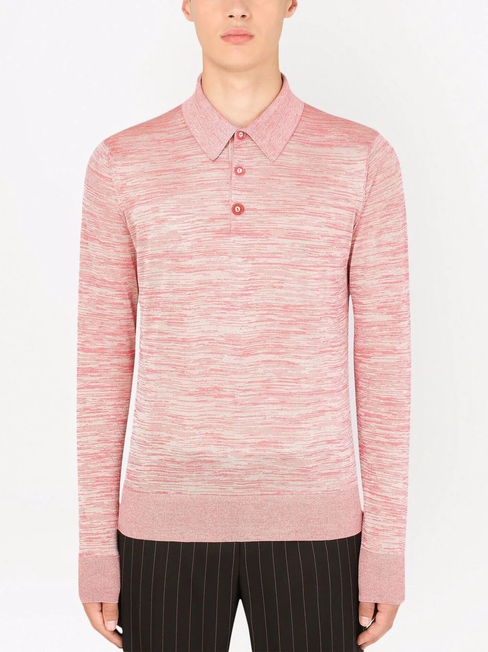 marl knit polo top - 3