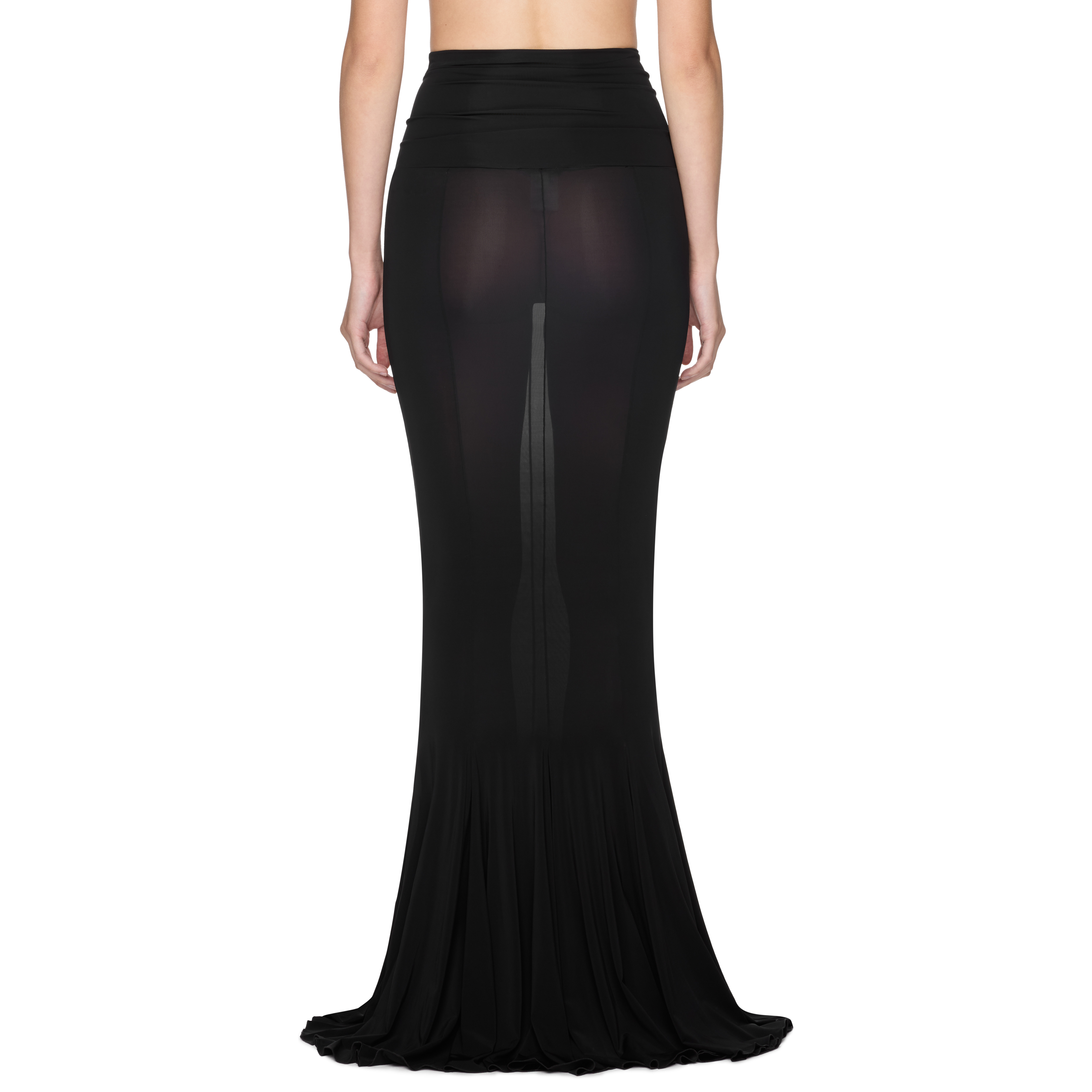 V-Waist Flared Jersey Maxi Skirt - 3