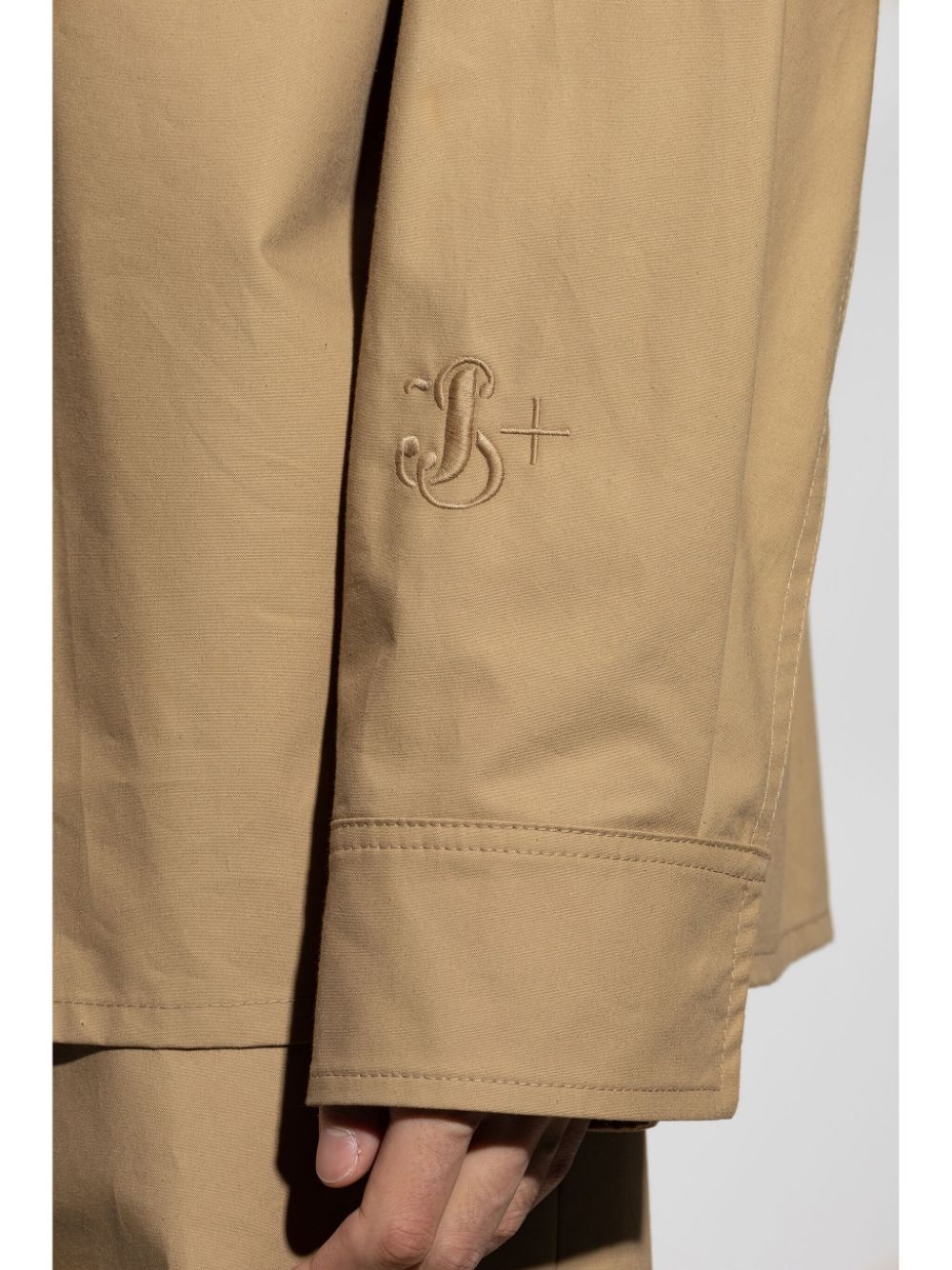 embroidered-logo shirt jacket - 5