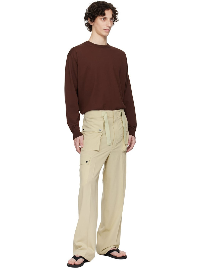 AURALEE Khaki Light Cotton Wool Viyella Cargo Pants outlook
