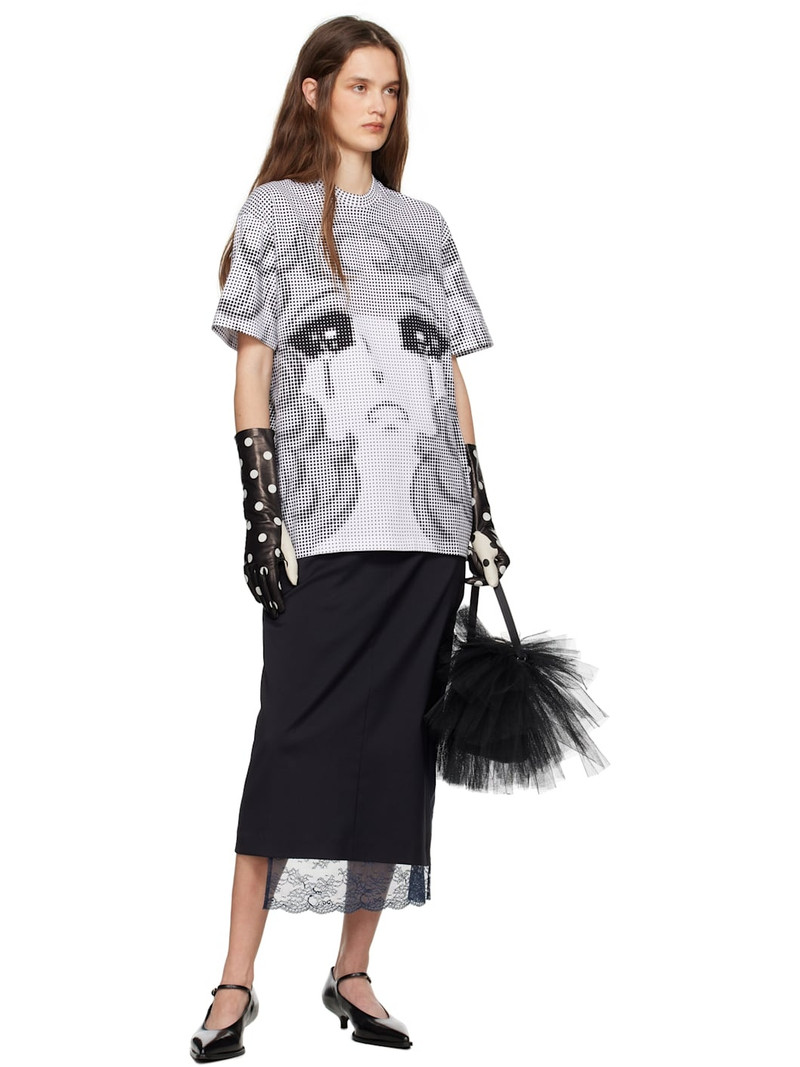 pushBUTTON Black & White Pixel Crying Girl T-shirt outlook