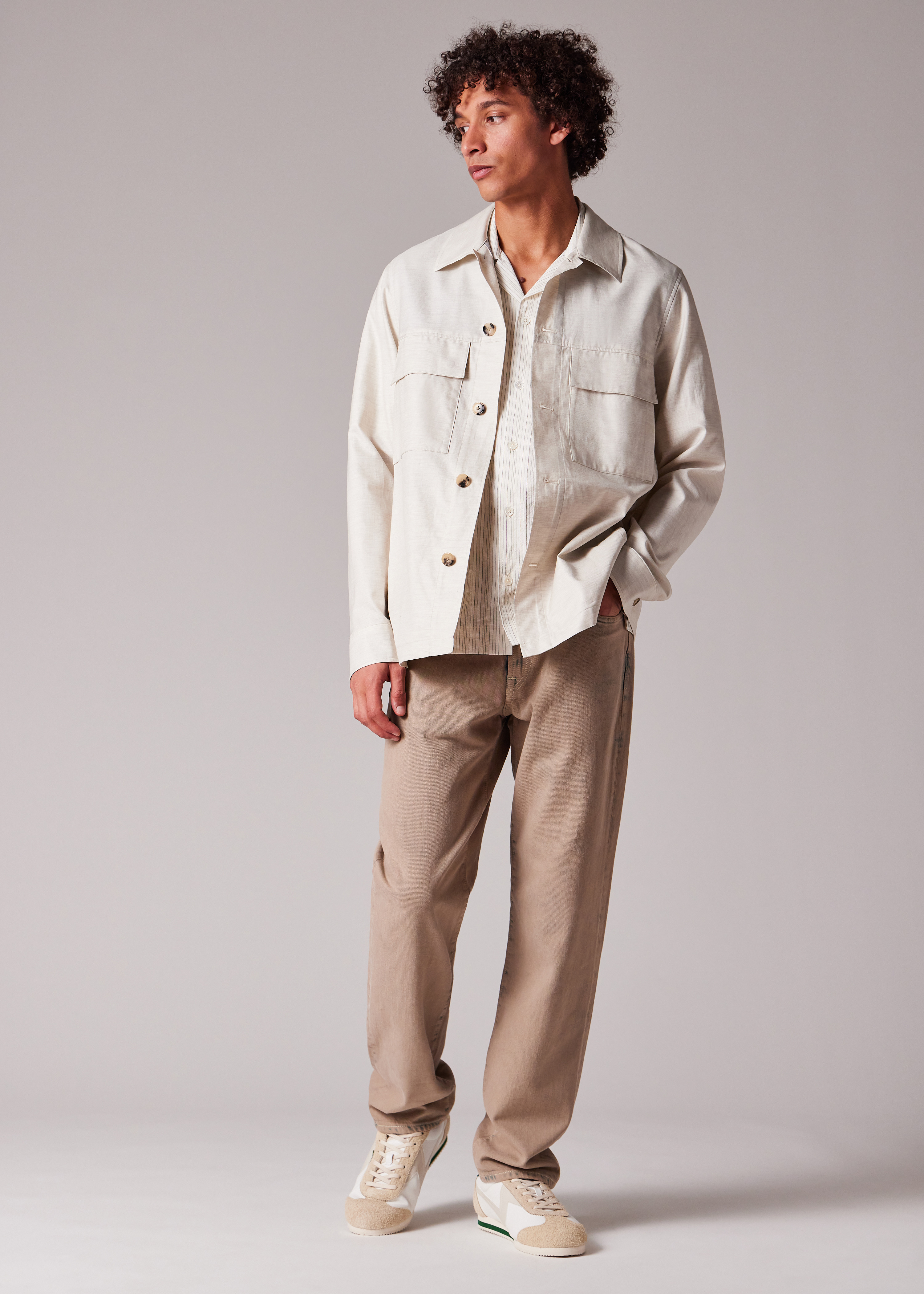 Cream Brushed Cotton-Twill Overshirt - 6