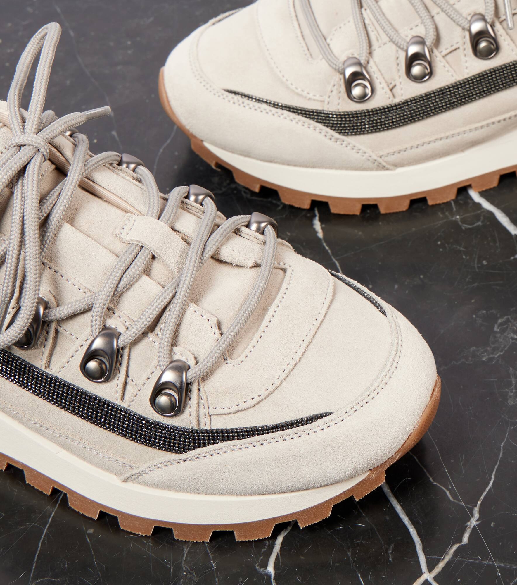 Monili embellished suede sneakers - 6