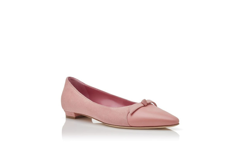 Pink Suede Bow Detail Flat Pumps 3