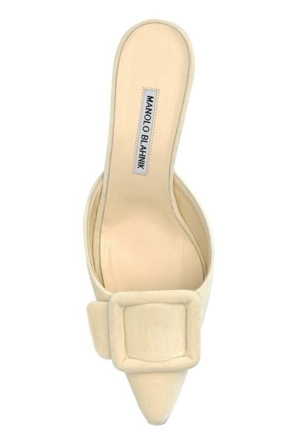 Cream velvet Maysale mules - 4