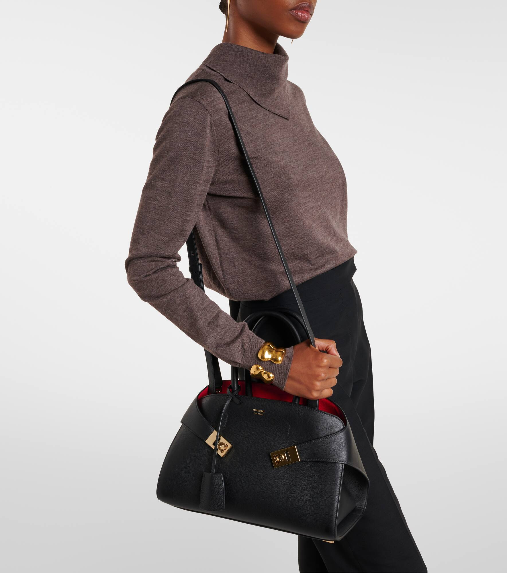 Hug leather tote bag - 3