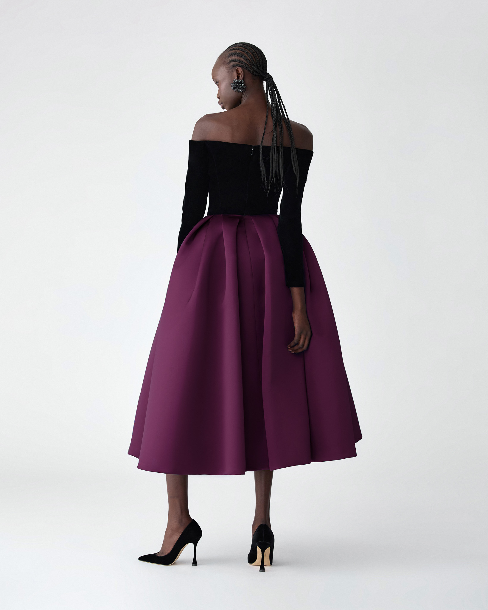 Off-The-Shoulder Combo Midi Dress - 3