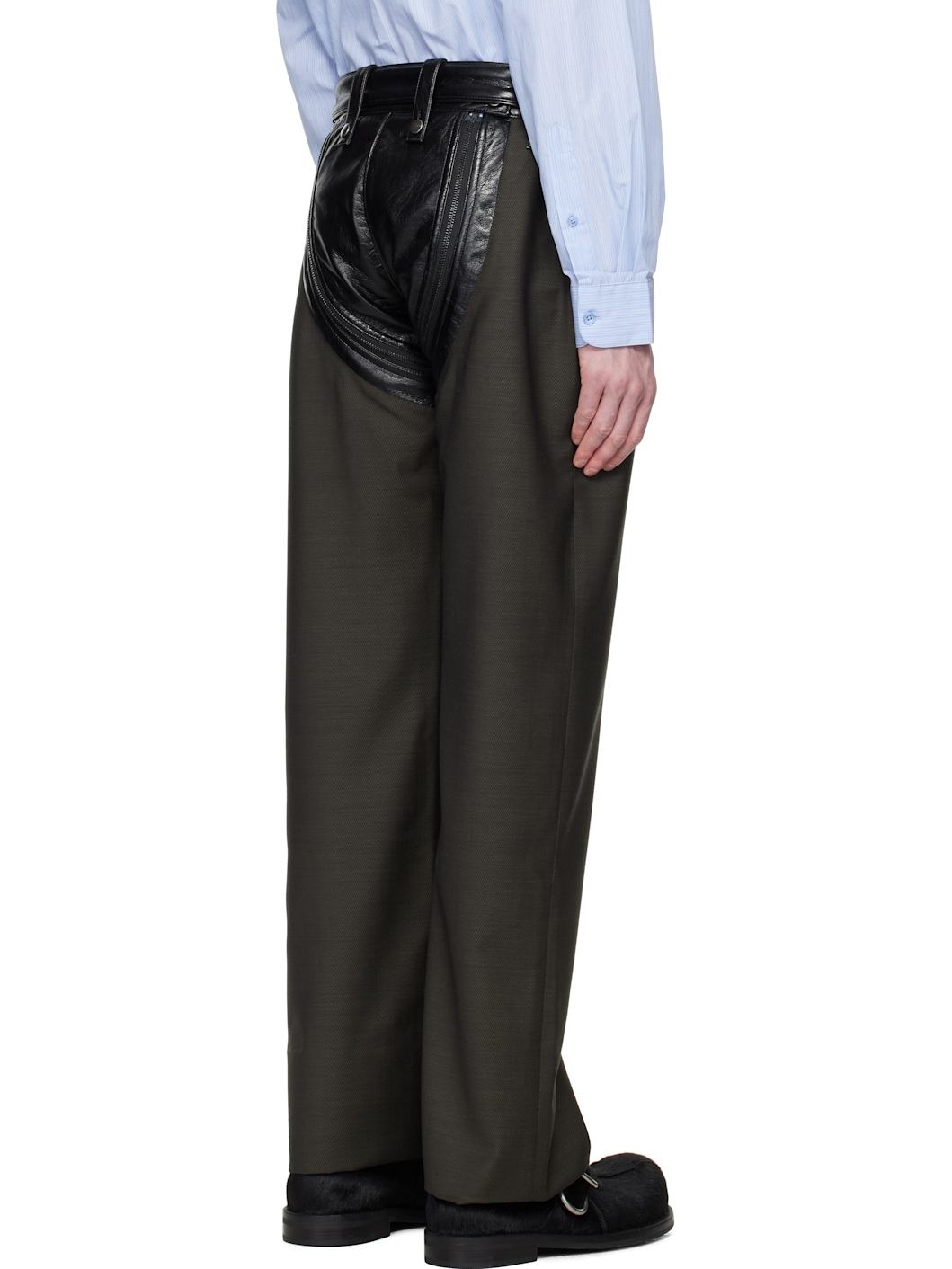 Green Zip Chap Tailored Trousers - 3