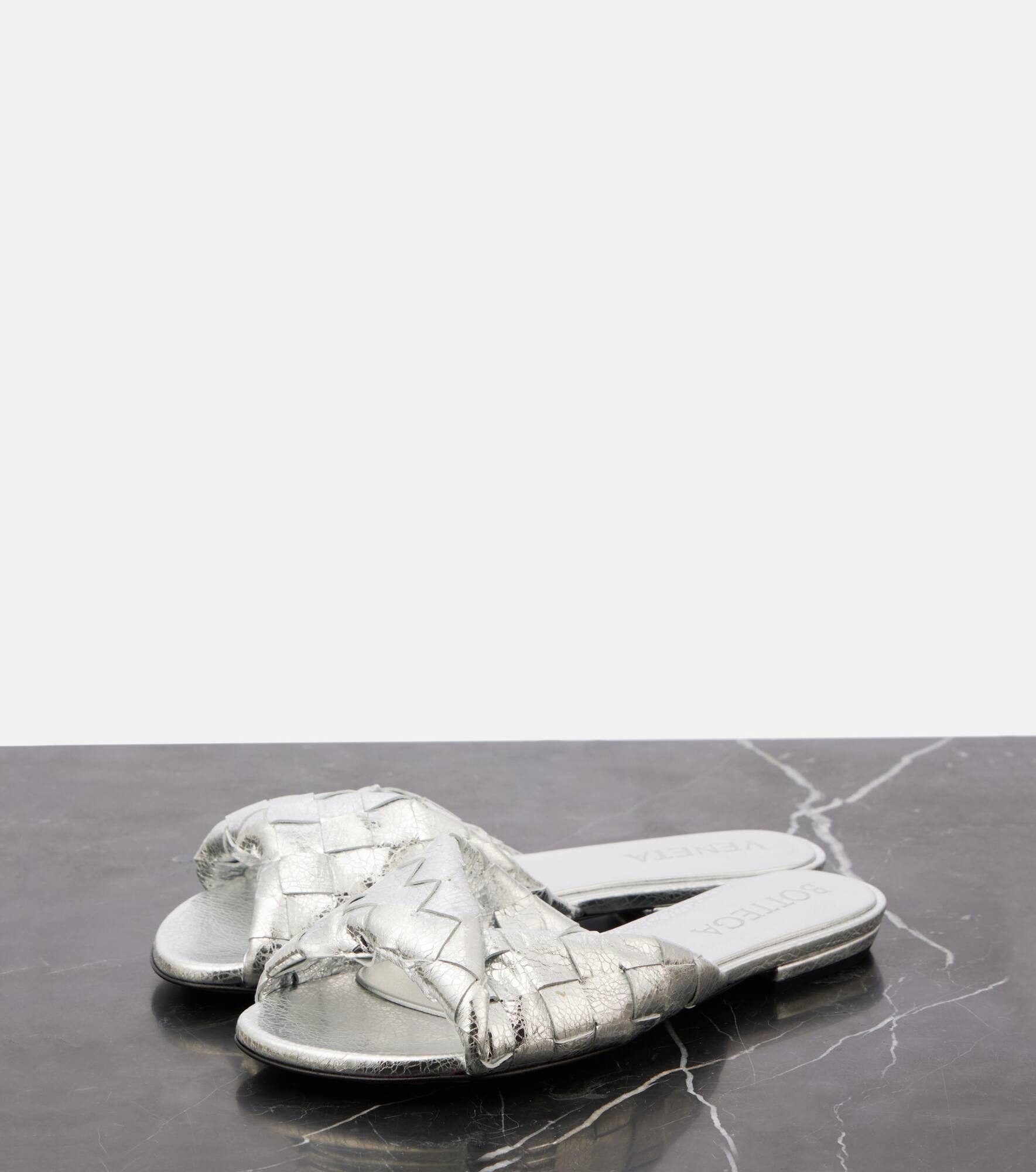 Blink Intrecciato metallic leather mules - 4
