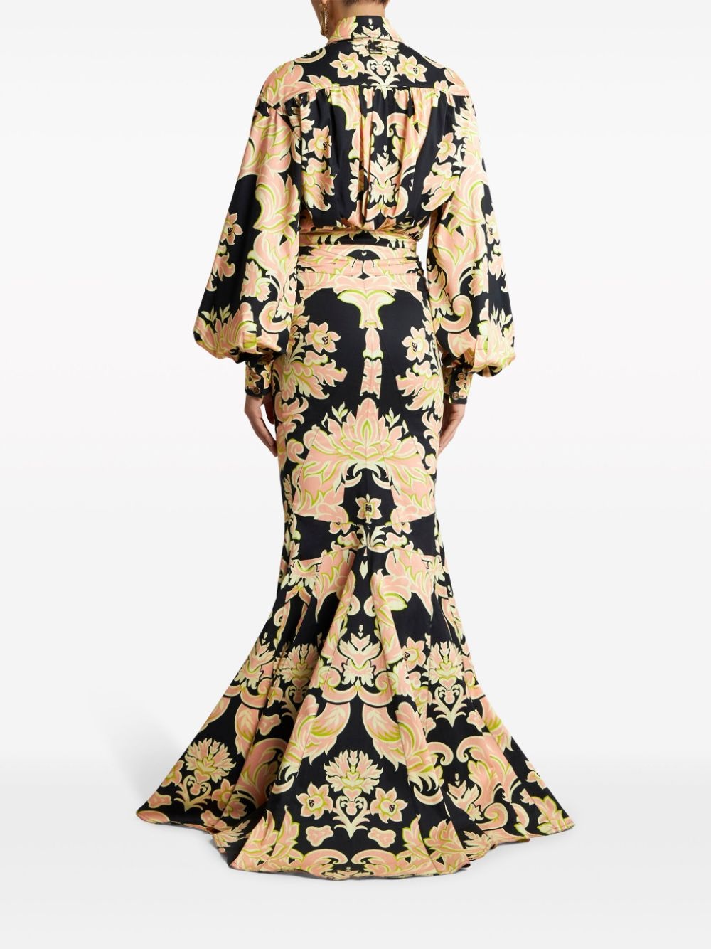 paisley-print ruched gown - 4