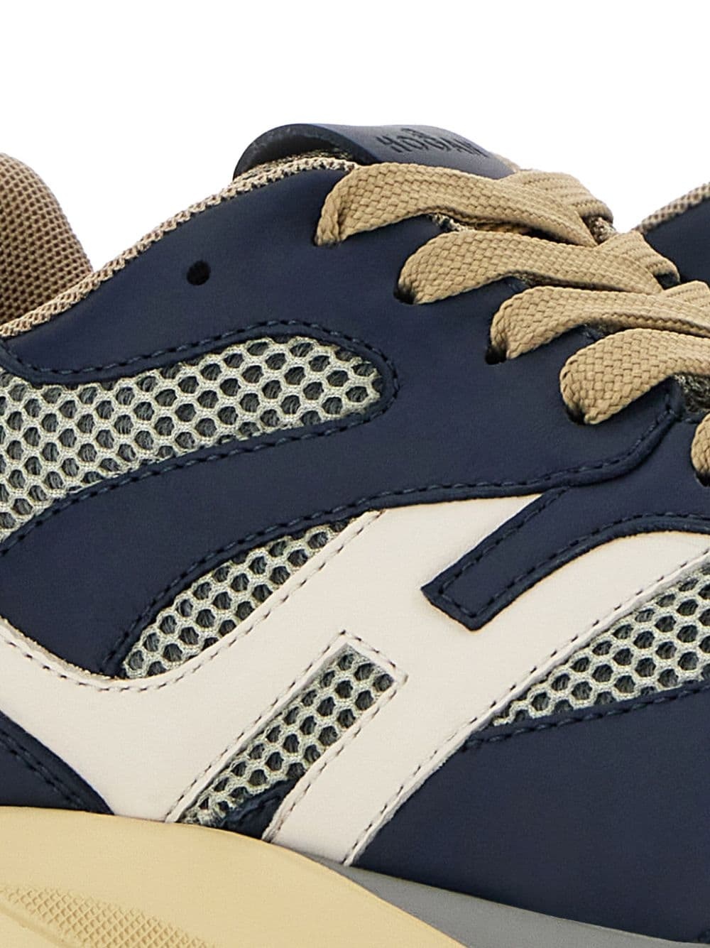 panelled leather sneakers - 6