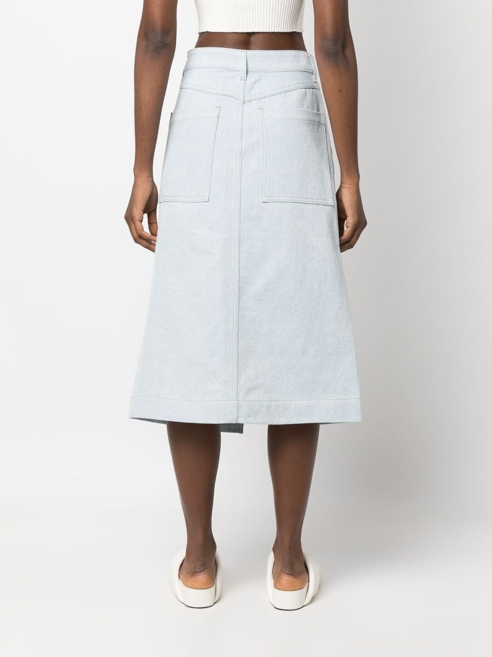 slit-detail denim midi skirt - 4