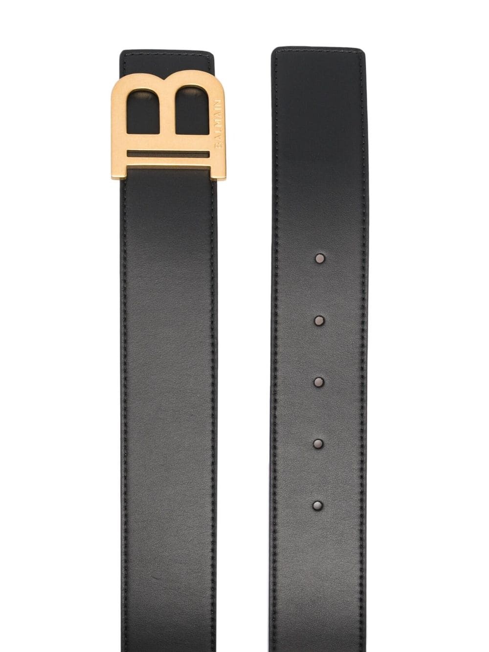 Balmain logo-plaque leather belt - Black