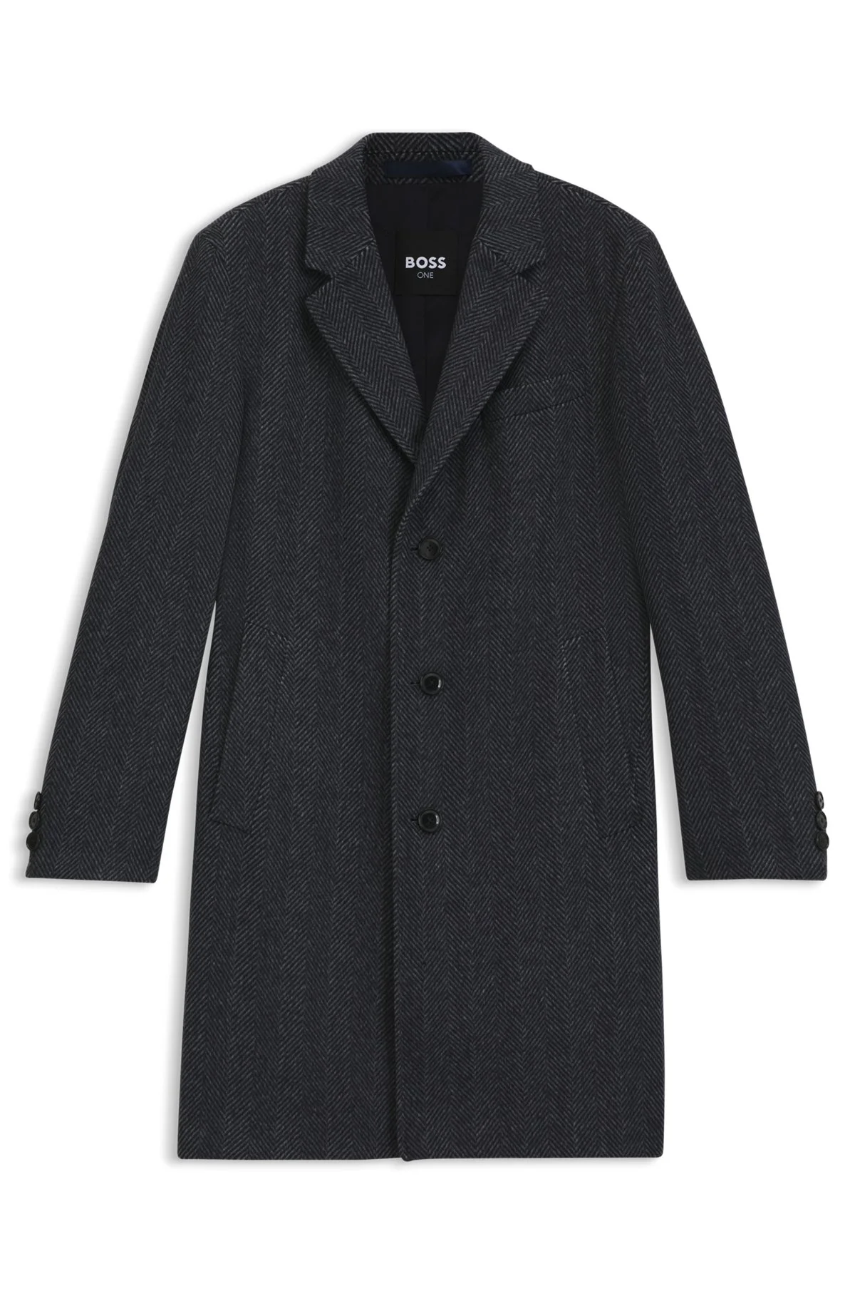 REGULAR-FIT COAT IN HERRINGBONE WOOL WITH CASHMERE - 1