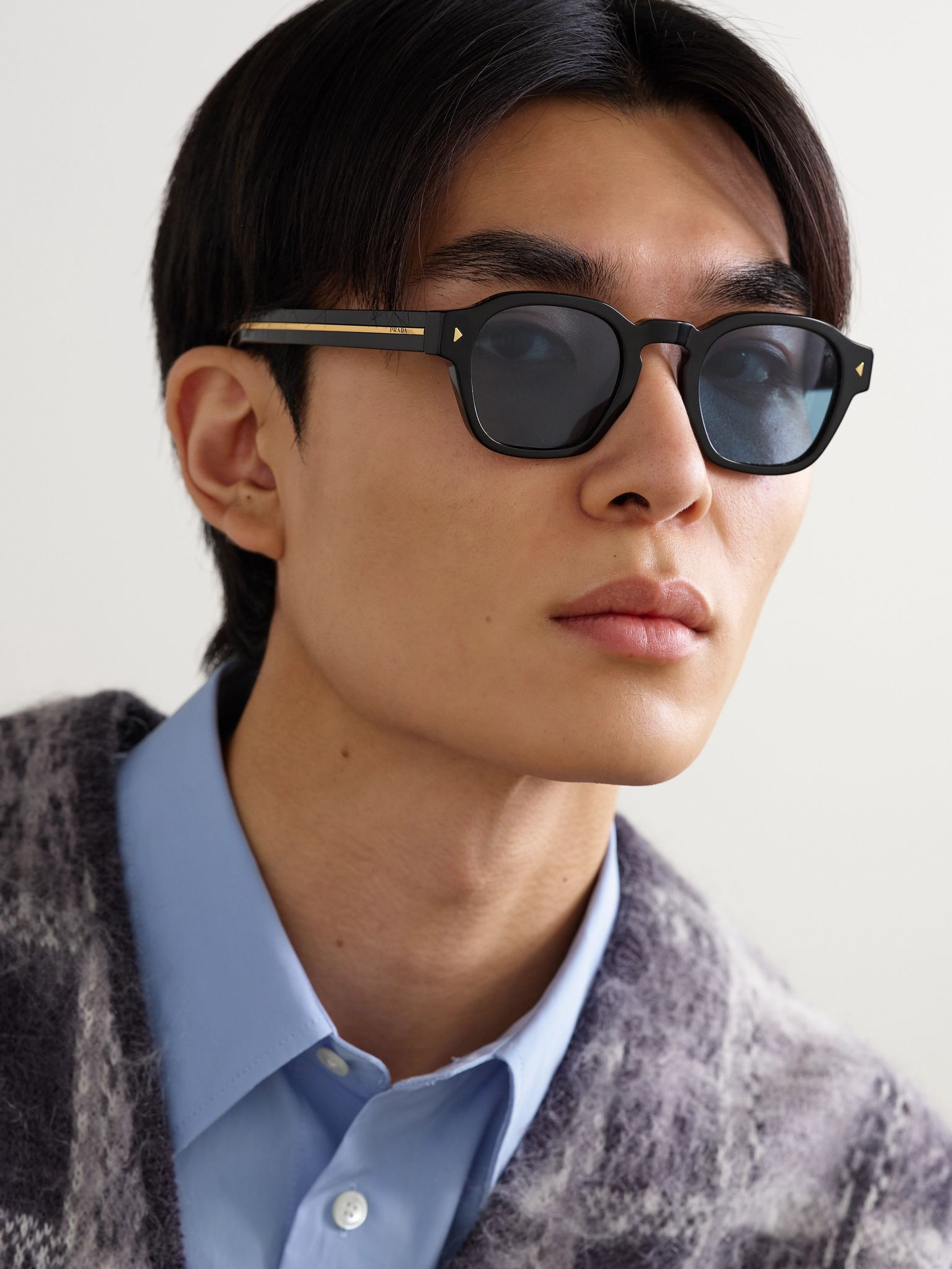 Round-Frame Acetate Sunglasses Black - 2