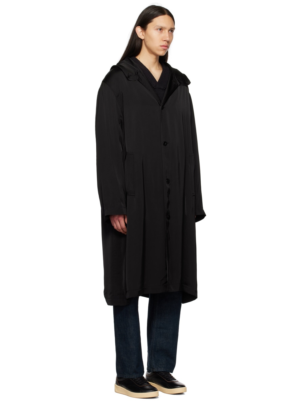 Black Hooded Coat - 2