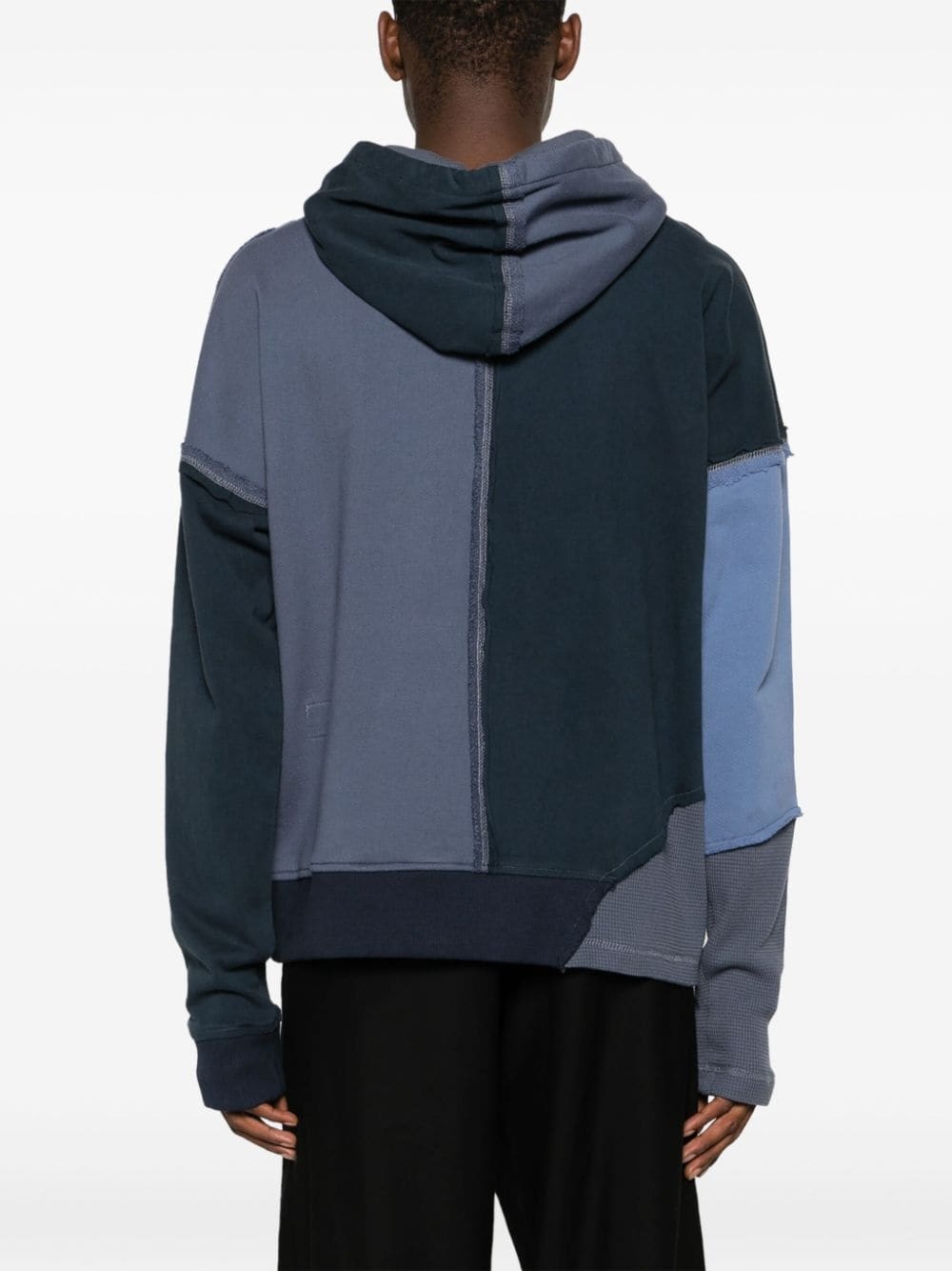tonal panelled hoodie - 4