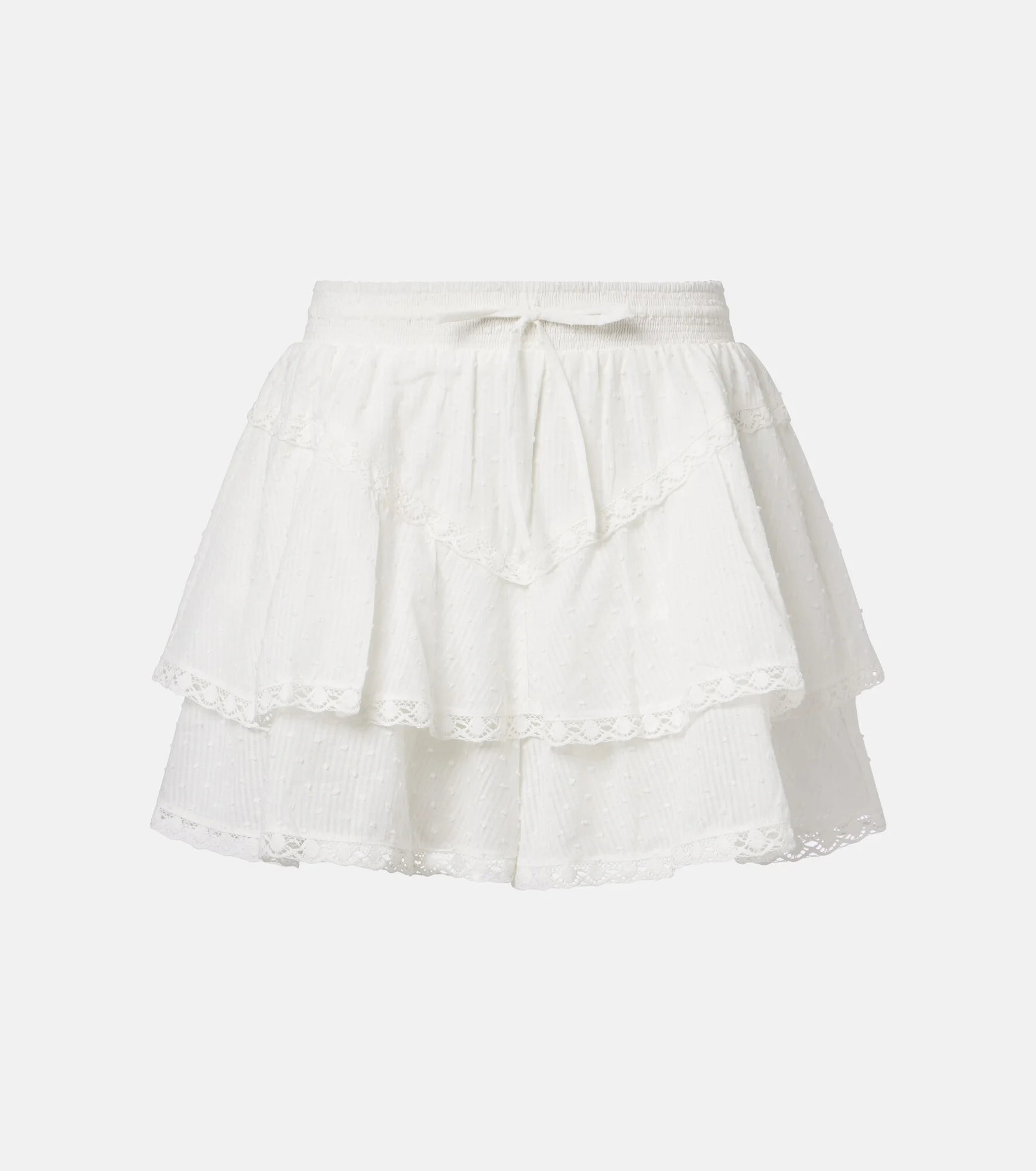 Thia embroidered tiered cotton shorts - 1