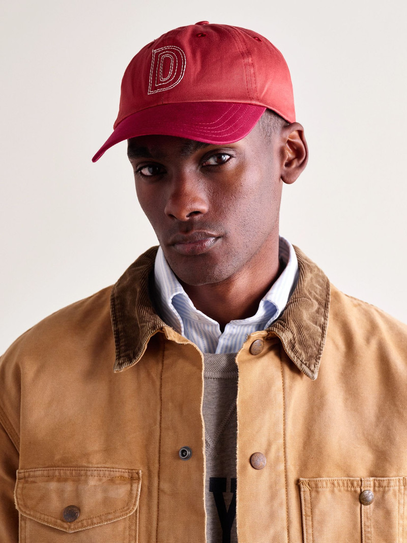 Drake's Cricketball Logo-Embroidered Cotton-Twill Baseball Cap Brick outlook