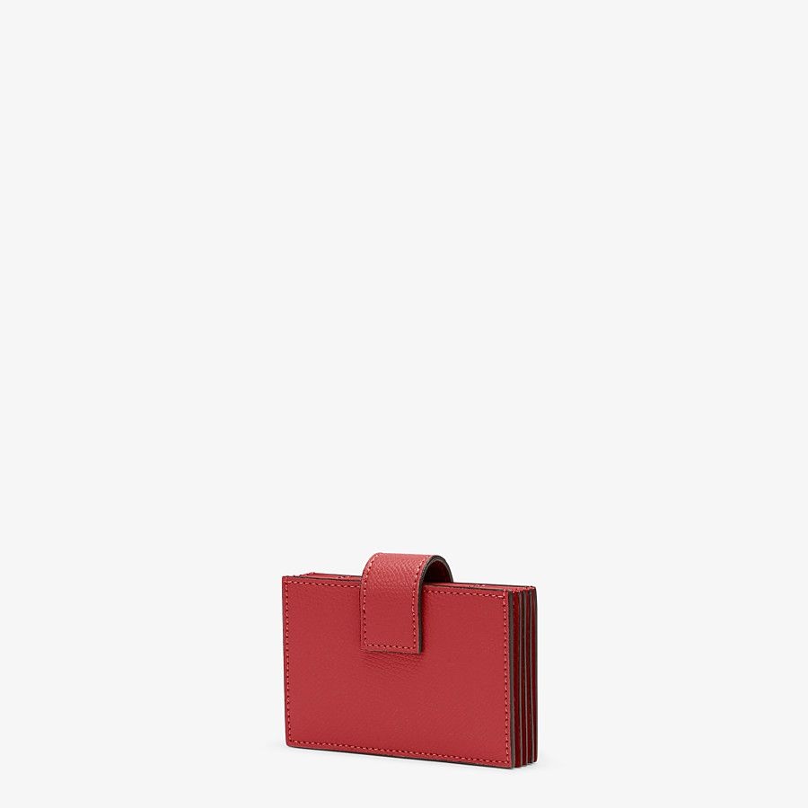 Red leather gusseted card holder - 2