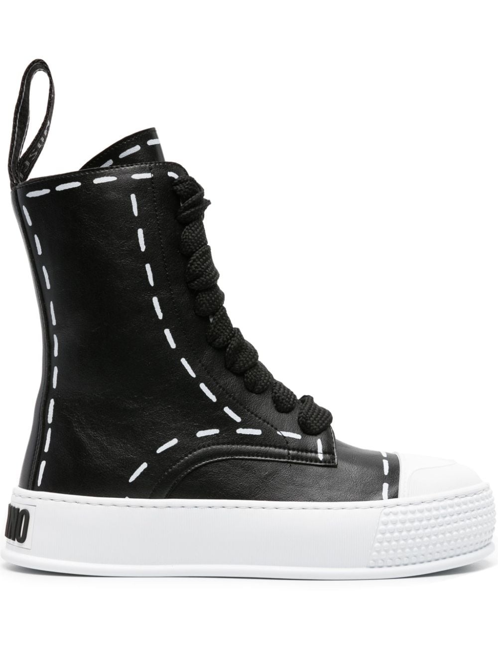 stitching-print high-top sneakers - 1