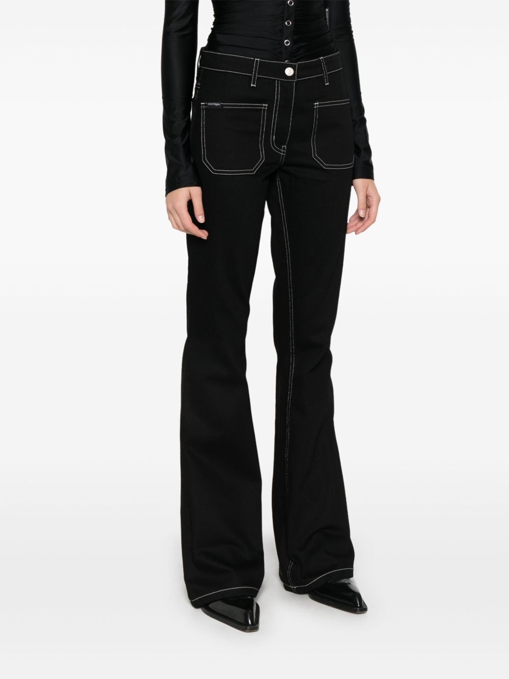 topstitched bootcut jeans - 3