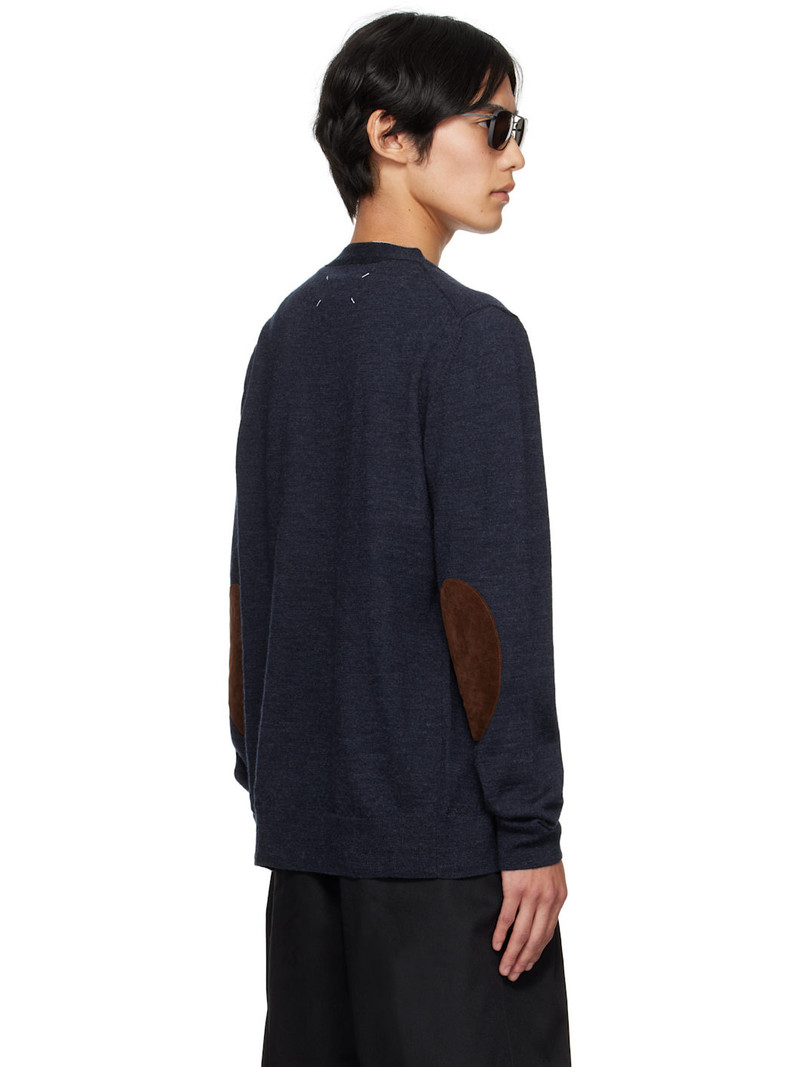 Navy Suede Elbow Patch Cardigan 3