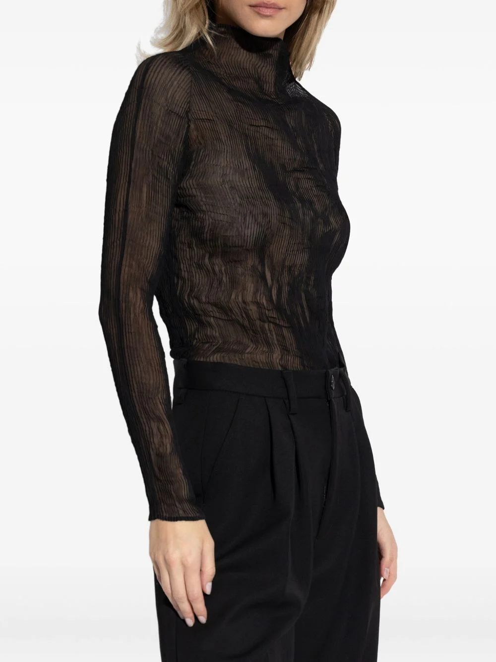 high-neck long-sleeve top - 1