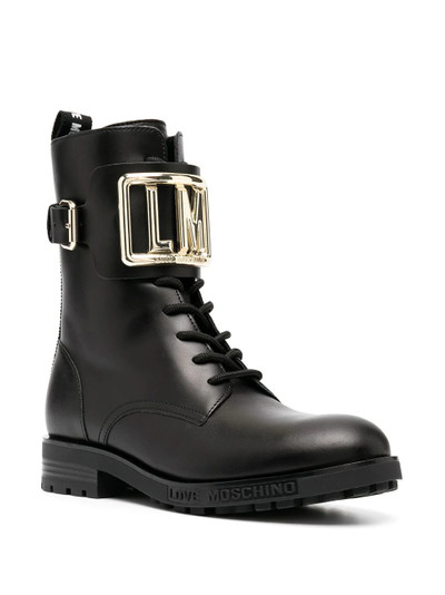 Moschino logo plaque cargo boots outlook