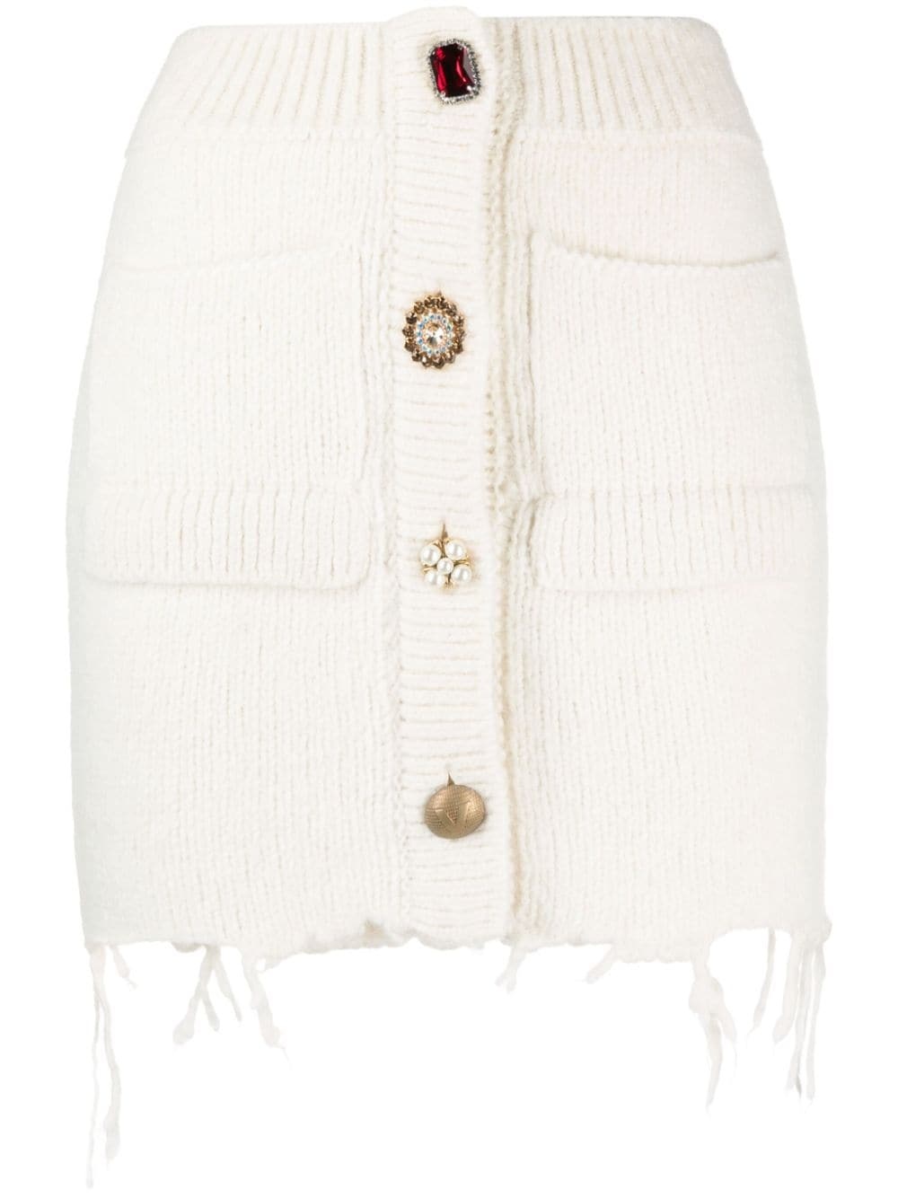 rhinestone-embellished knitted miniskirt - 1