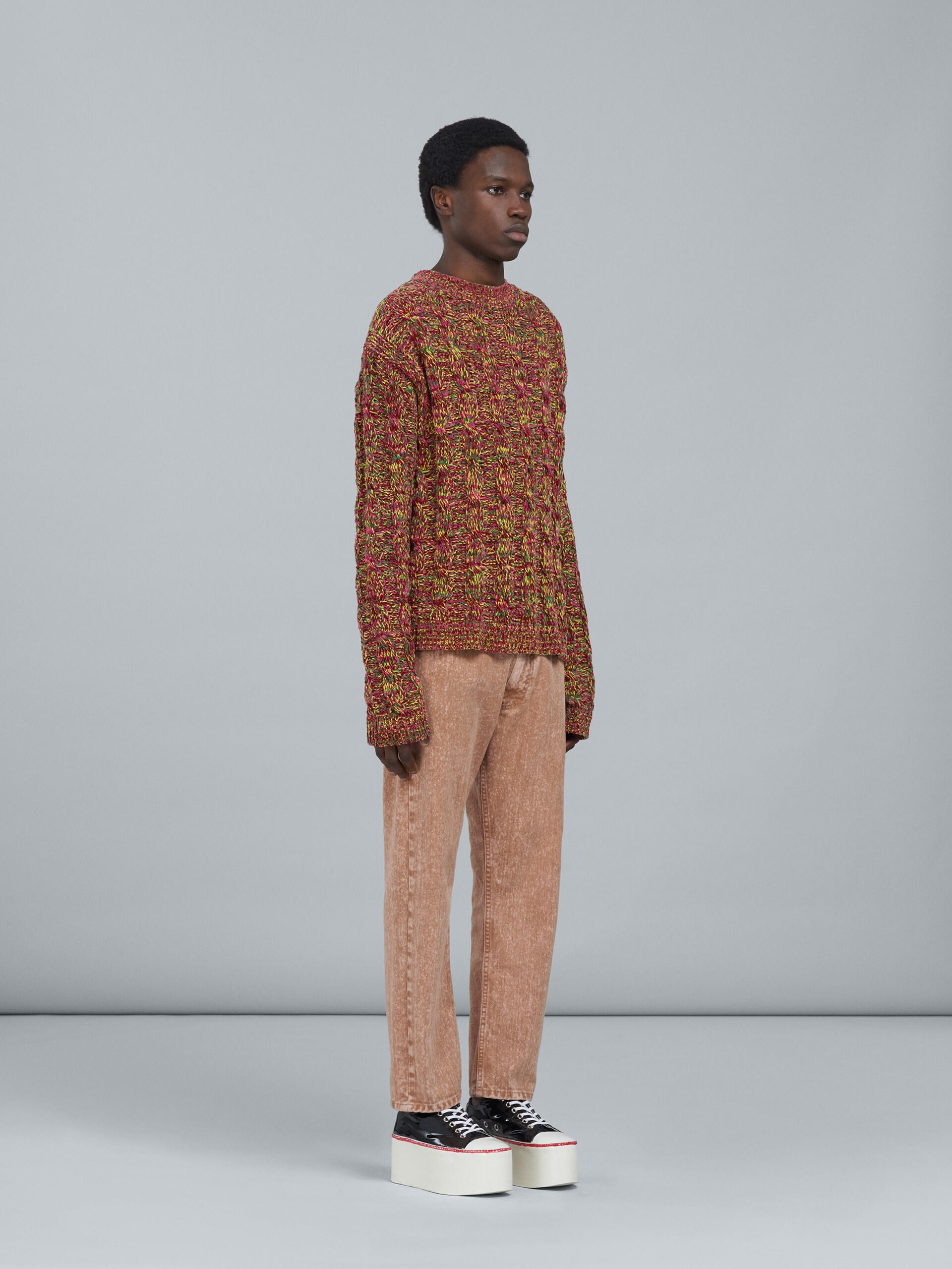 VISCOSE AND COTTON CHENILLE CREWNECK SWEATER - 5