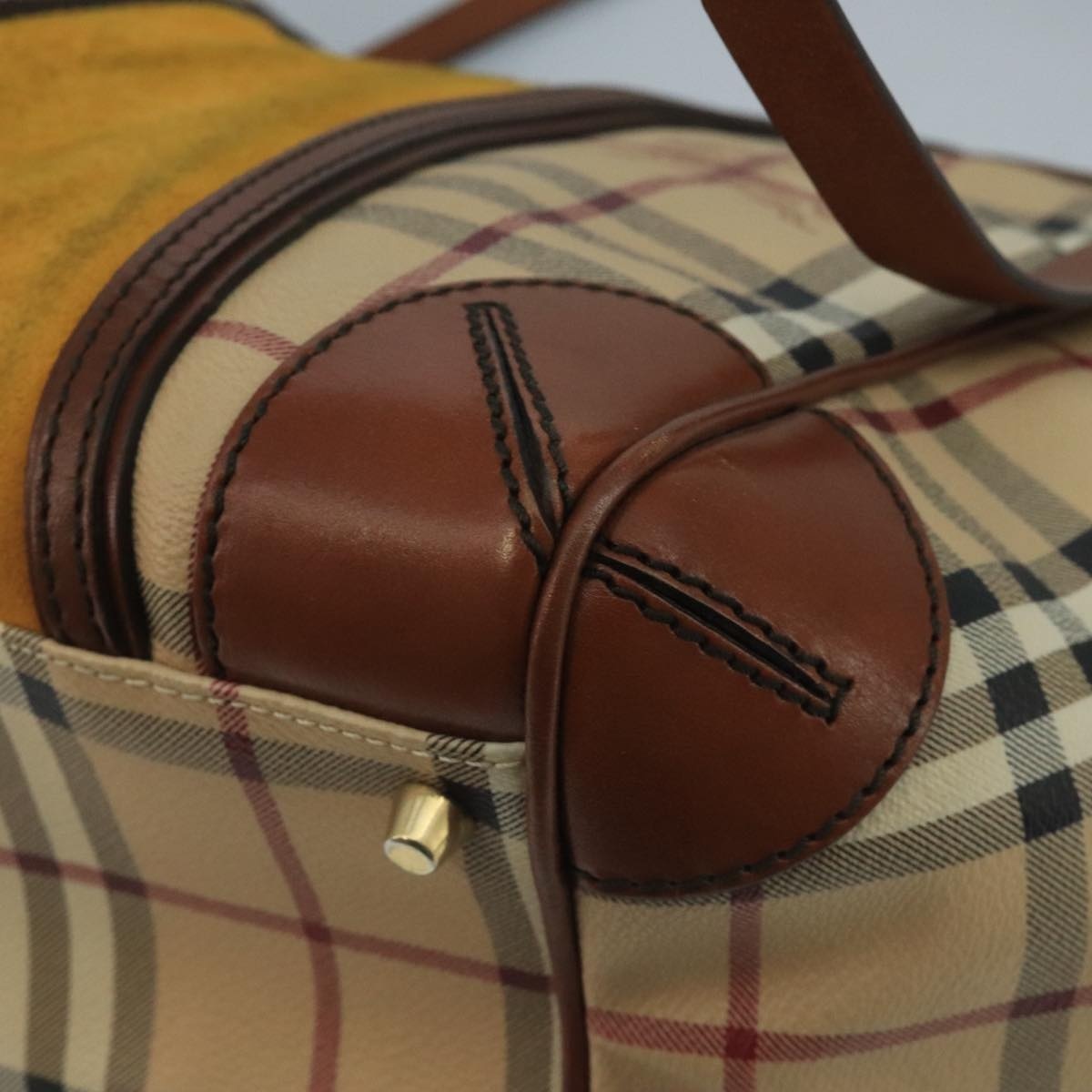 Burberry Nova Check Shoulder Bag Pvc Suede Beige Brown Gold - 15